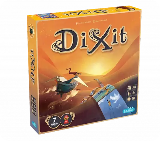 Dixit-bordspel doos met afbeelding van de woestijn