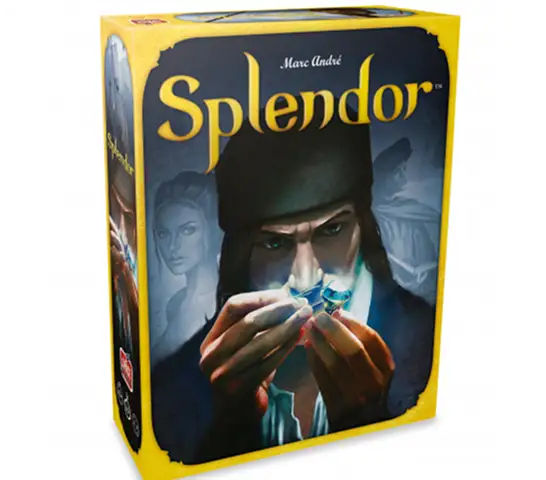 Doos van het bordspel Pracht met afbeelding van een man met zijn gezicht bedekt met een zwarte doek.