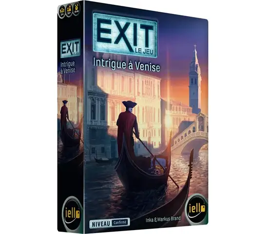 Doos van het bordspel Zeven Intrige met een afbeelding van de stad bij nacht.